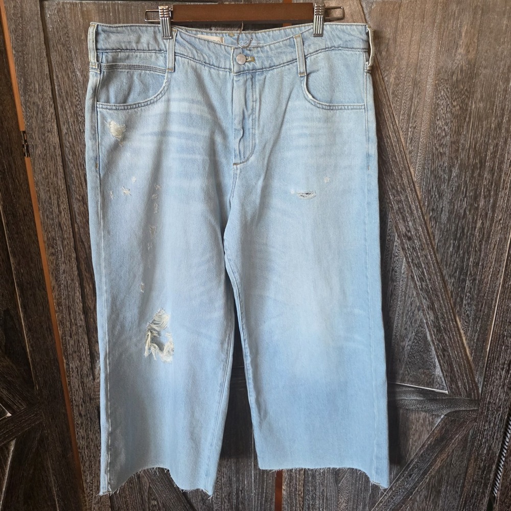 Pilcro Light Blue Distressed Wide Leg Jeans